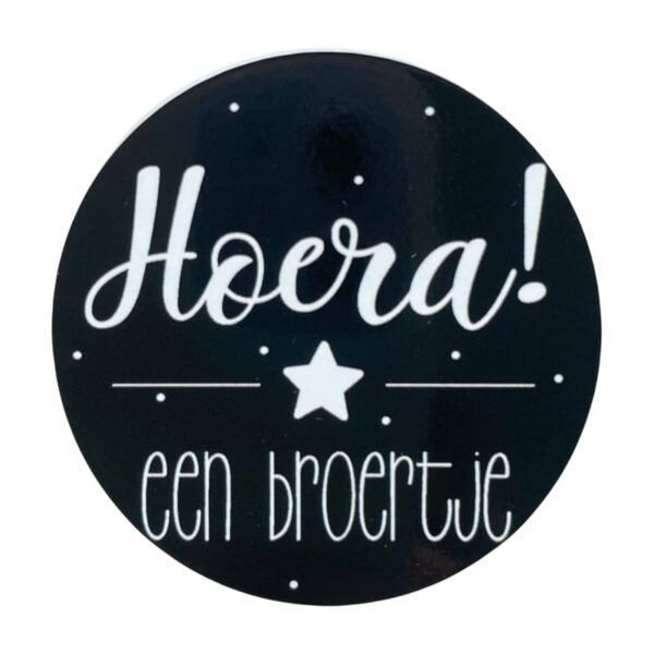 Sticker Zwart 'Hoera een Broertje'