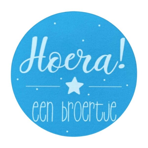 Sticker Blauw 'Hoera een Broertje'