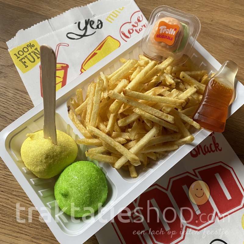 frietje trakteren hamburger patat online traktaties bestellen friet patatje chips trakteren zelf maken coronaproof cola jarig