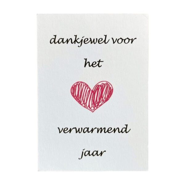 Kaartje 'Dankjewel voor het hartverwarmend jaar'