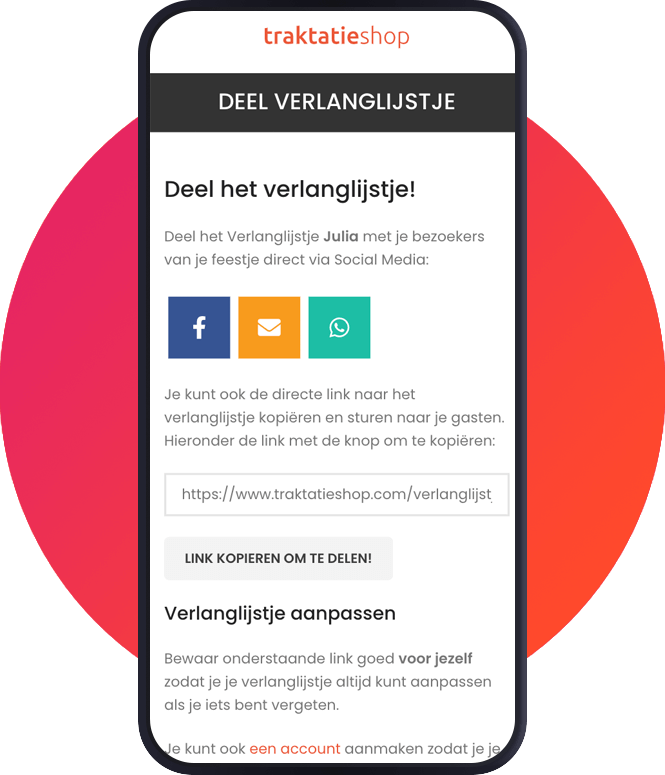 online verlanglijstje traktatieshop stap 4