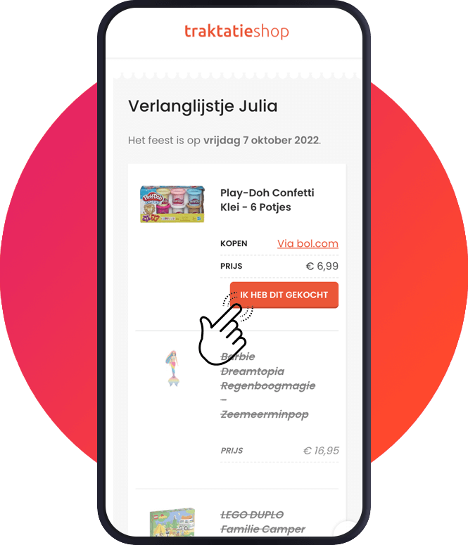 online verlanglijstje traktatieshop stap 5